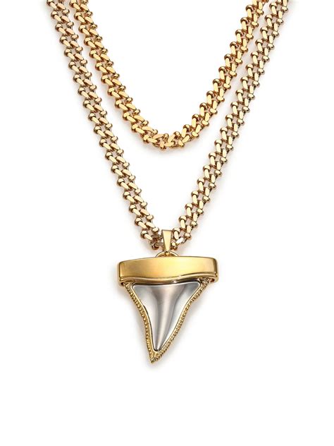 Givenchy Turquoise Shark Tooth Pendant Necklace 